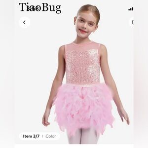 Pink Sequin and Feather Kids Costume